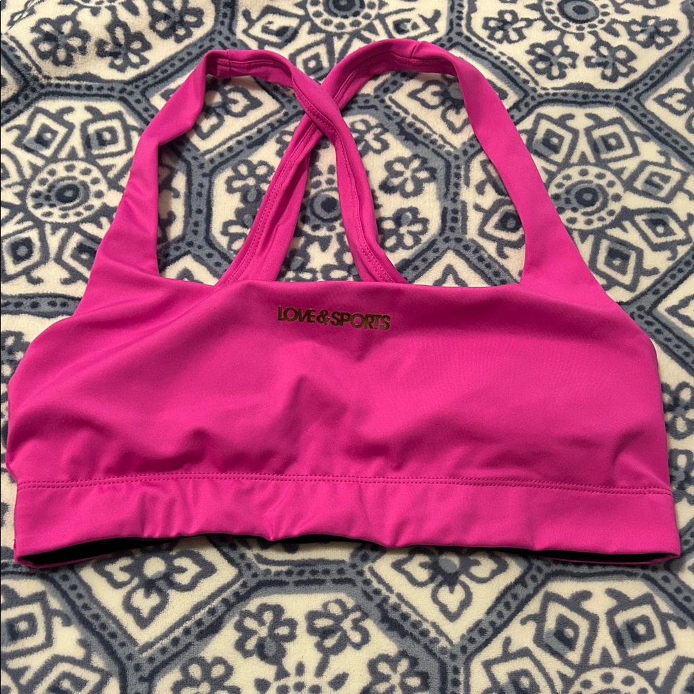 Pink Cross-Back Sports Bra
